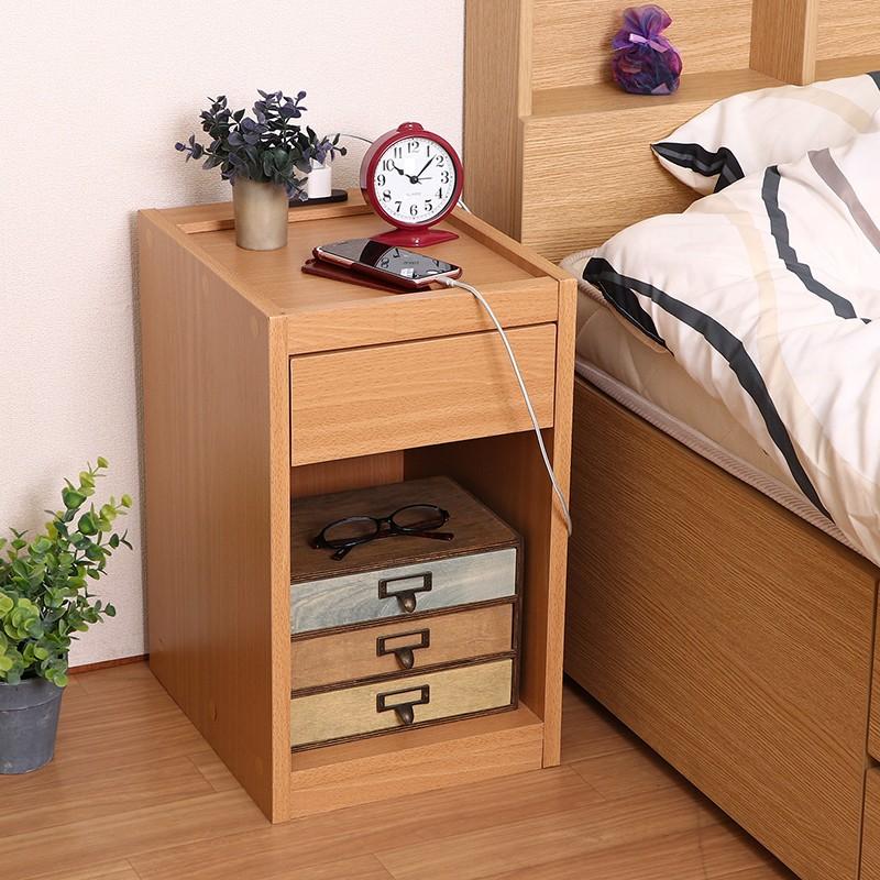 ベッドサイドテーブル コンセント付き ナイトテーブル ソファーサイドテーブル 引き出し 収納 本棚  木製 リビング 寝室 玄関 シンプル モダン |  | 06