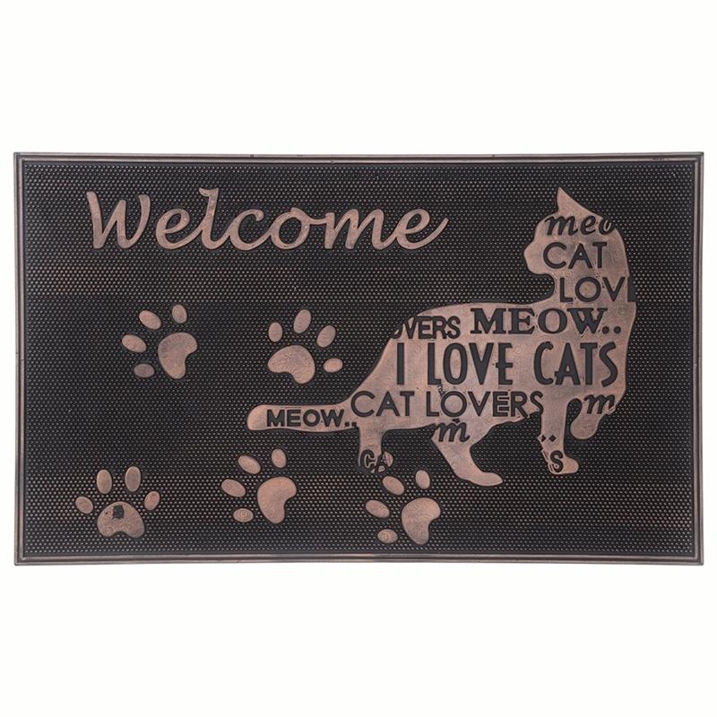 5枚セット ラバーマット レター／キャット 幅75×奥行45cm 玄関マット まとめ買い おしゃれ 可愛い エントランス ゴムマット 店舗 お店 ベランダ 勝手口 薄型 | 