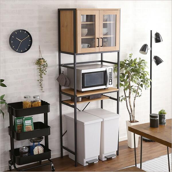 ヴィンテージごみ箱上ラック スリムタイプ グリック 食器棚 キッチンボード キッチンラック スチール ラック 棚 レンジ台 台所 おしゃれ 収納 北欧 シンプル |  | 03