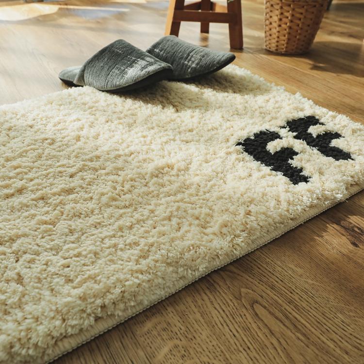 モノグラムFF アイボリー 45ｘ80 ラグ マット 玄関マット エントランス 防ダニ すべり止め 抗菌消臭 オールシーズン おしゃれ モダン 床暖 ホットカーペット |  | 01