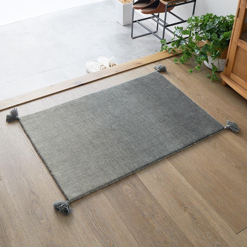 玄関マット 50x80cm グレー ルミィ タッセル オールシーズン 一年中 春夏秋冬 ウール おしゃれ シンプル 無地 モダン 和モダン アジアン 北欧 エスニック インテ | ブランド登録なし