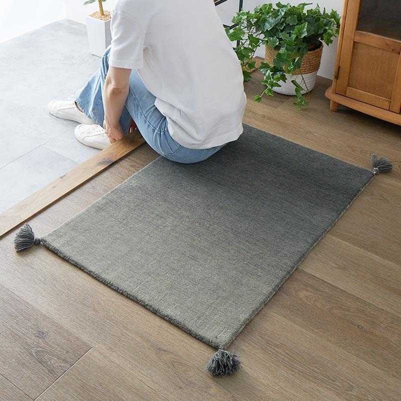 玄関マット 50x80cm グレー ルミィ タッセル オールシーズン 一年中 春夏秋冬 ウール おしゃれ シンプル 無地 モダン 和モダン アジアン 北欧 エスニック インテ | ブランド登録なし | 01
