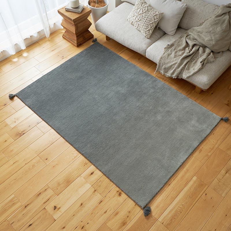 ラグ 130x190cm グレー ラグマット ルミィ ホットカーペットカバー ラグカーペット タッセル オールシーズン 一年中 春夏秋冬 ウール おしゃれ シンプル 無地 モ | ブランド登録なし | 11