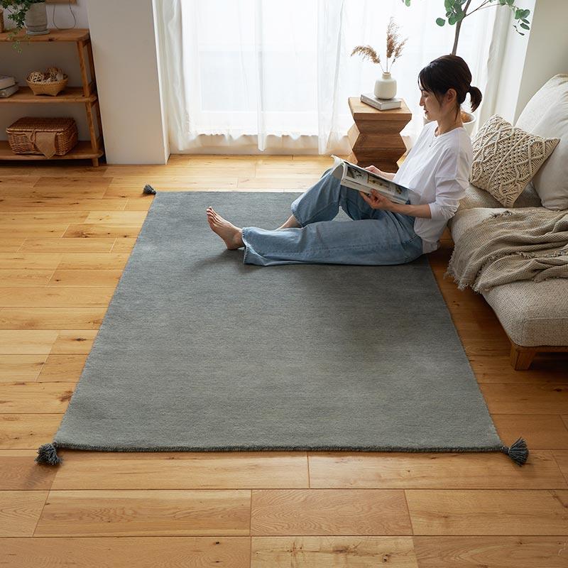 ラグ 130x190cm グレー ラグマット ルミィ ホットカーペットカバー ラグカーペット タッセル オールシーズン 一年中 春夏秋冬 ウール おしゃれ シンプル 無地 モ | ブランド登録なし | 01