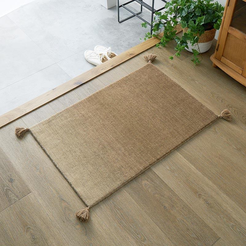 玄関マット 50x80cm ベージュ ルミィ タッセル オールシーズン 一年中 春夏秋冬 ウール おしゃれ シンプル 無地 モダン 和モダン アジアン 北欧 エスニック イン | ブランド登録なし