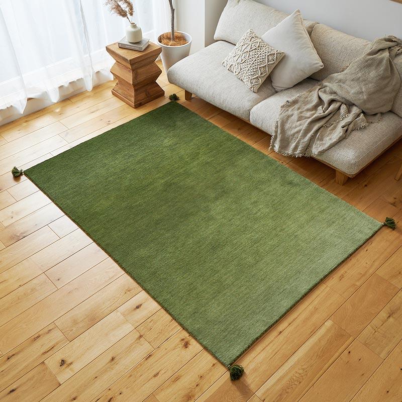ラグ 130x190cm グリーン ラグマット ルミィ ホットカーペットカバー ラグカーペット タッセル オールシーズン 一年中 春夏秋冬 ウール おしゃれ シンプル 無地 | ブランド登録なし | 11