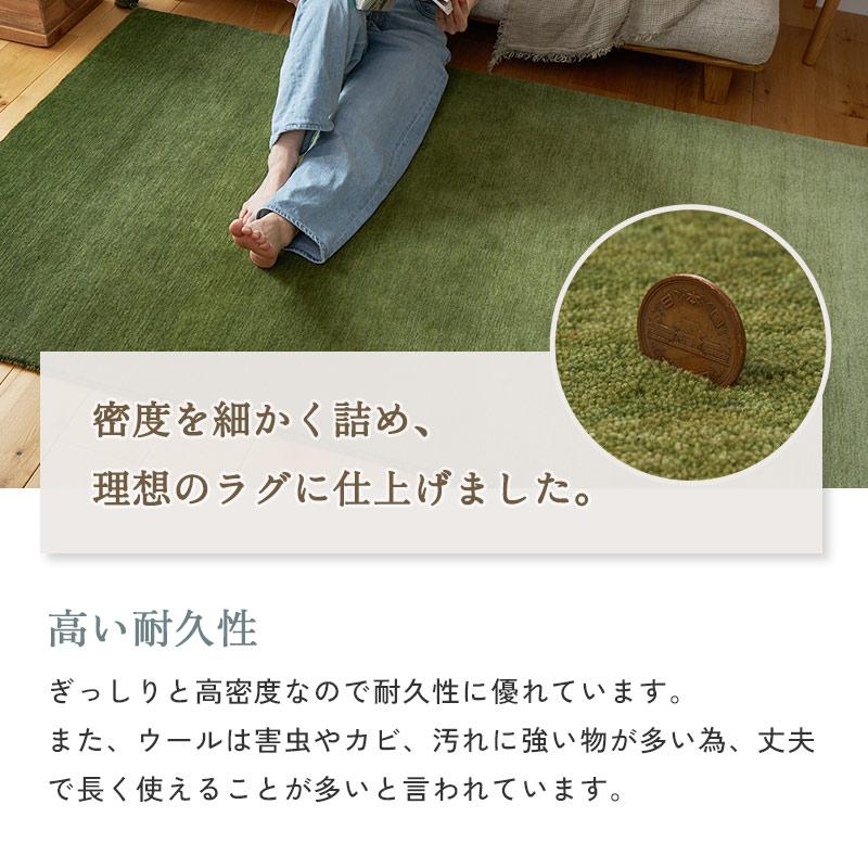 ラグ 130x190cm グリーン ラグマット ルミィ ホットカーペットカバー ラグカーペット タッセル オールシーズン 一年中 春夏秋冬 ウール おしゃれ シンプル 無地 | ブランド登録なし | 16
