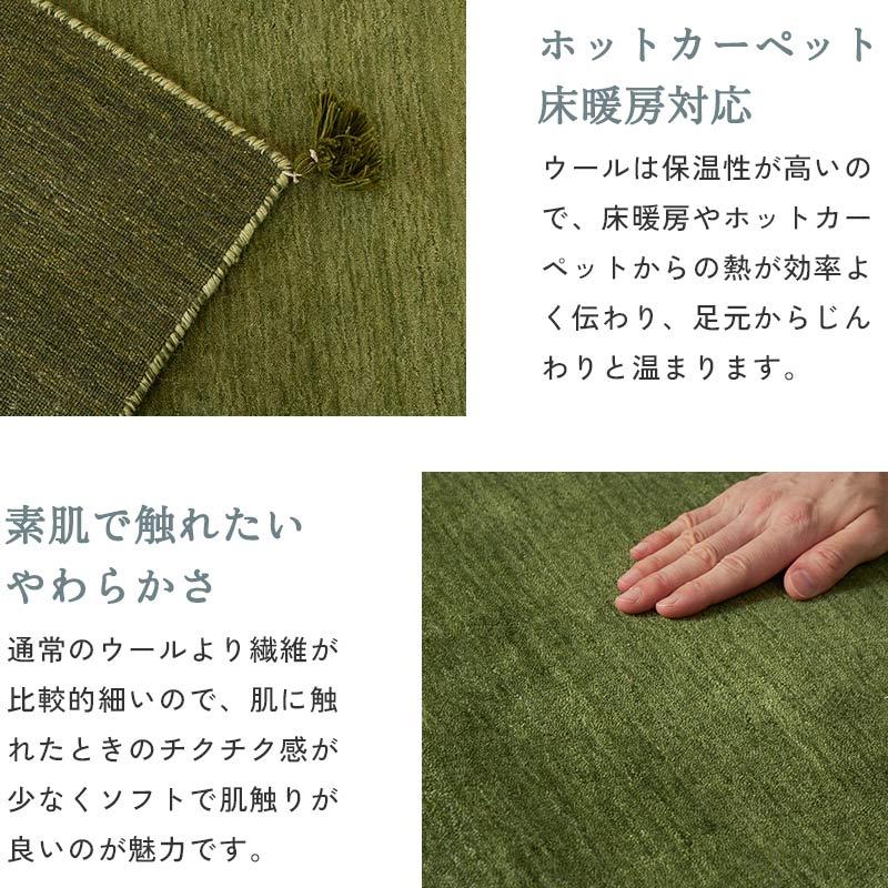 ラグ 130x190cm グリーン ラグマット ルミィ ホットカーペットカバー ラグカーペット タッセル オールシーズン 一年中 春夏秋冬 ウール おしゃれ シンプル 無地 | ブランド登録なし | 17