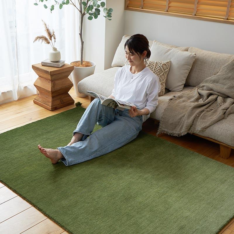 ラグ 130x190cm グリーン ラグマット ルミィ ホットカーペットカバー ラグカーペット タッセル オールシーズン 一年中 春夏秋冬 ウール おしゃれ シンプル 無地 | ブランド登録なし | 03