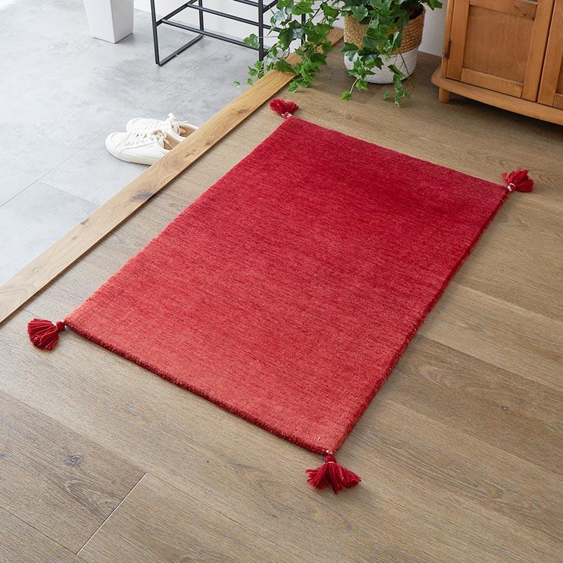 玄関マット 50x80cm レッド ルミィ タッセル オールシーズン 一年中 春夏秋冬 ウール おしゃれ シンプル 無地 モダン 和モダン アジアン 北欧 エスニック インテ | ブランド登録なし | 11