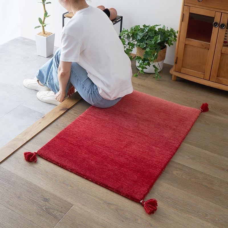 玄関マット 50x80cm レッド ルミィ タッセル オールシーズン 一年中 春夏秋冬 ウール おしゃれ シンプル 無地 モダン 和モダン アジアン 北欧 エスニック インテ | ブランド登録なし | 01