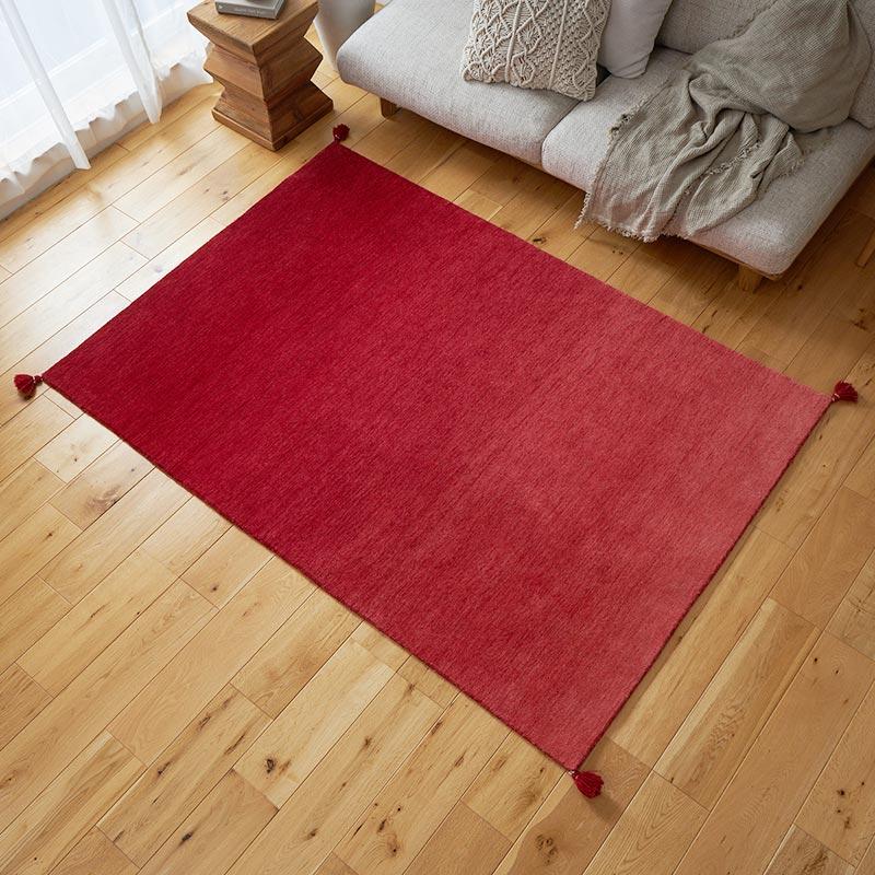 ラグ 130x190cm レッド ラグマット ルミィ ホットカーペットカバー ラグカーペット タッセル オールシーズン 一年中 春夏秋冬 ウール おしゃれ シンプル 無地 モ | ブランド登録なし | 11