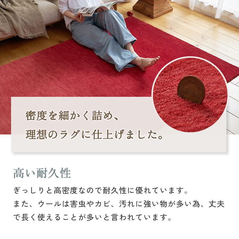 ラグ 130x190cm レッド ラグマット ルミィ ホットカーペットカバー ラグカーペット タッセル オールシーズン 一年中 春夏秋冬 ウール おしゃれ シンプル 無地 モ | ブランド登録なし | 16