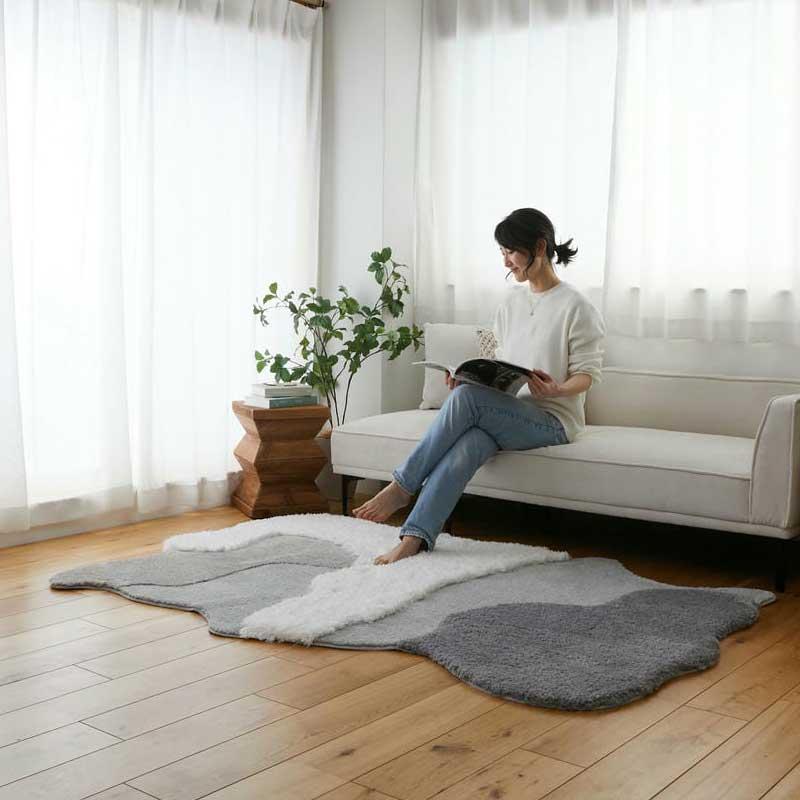 ラグ センターラグ ムクラ 100x150cm グレー 洗える 洗濯機可能 ラグマット カーペット 長方形 ウォッシャブル ホットカーペットカバー 滑り止め おしゃれ 立体 | ブランド登録なし