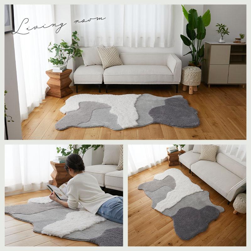 ラグ センターラグ ムクラ 100x150cm グレー 洗える 洗濯機可能 ラグマット カーペット 長方形 ウォッシャブル ホットカーペットカバー 滑り止め おしゃれ 立体 | ブランド登録なし | 05