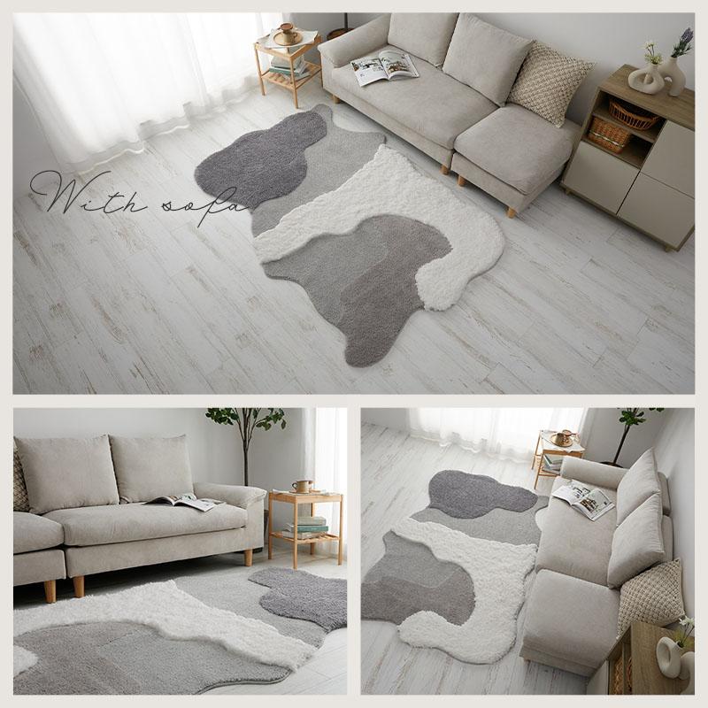 ラグ センターラグ ムクラ 130x190cm グレー 洗える 洗濯機可能 ラグマット カーペット 長方形 ウォッシャブル ホットカーペットカバー 滑り止め おしゃれ 立体 | ブランド登録なし | 07