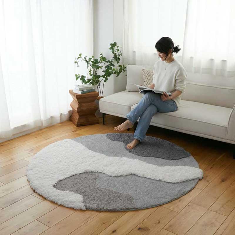 ラグ センターラグ ムクラ 160cm グレー 円形 洗える 洗濯機可能 ラグマット カーペット ラウンド ウォッシャブル ホットカーペットカバー 滑り止め おしゃれ 立 | ブランド登録なし