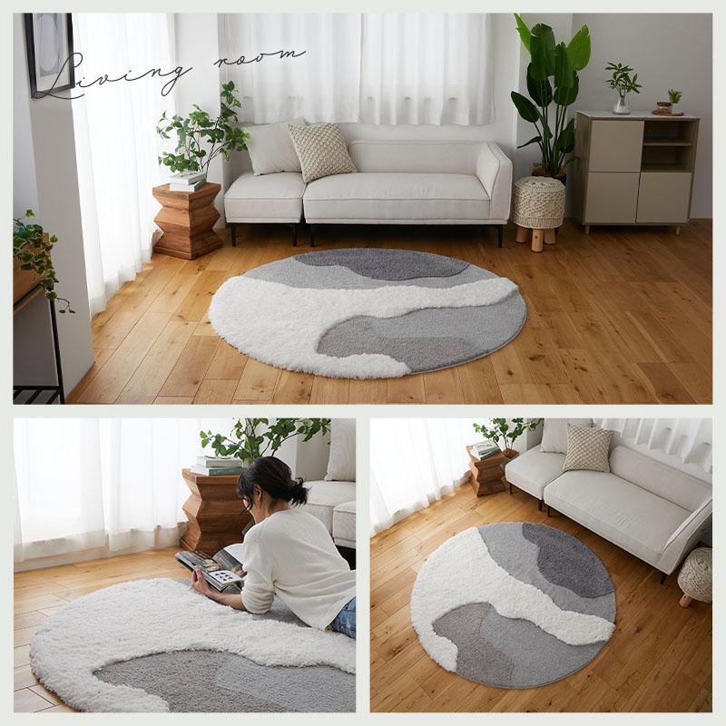 ラグ センターラグ ムクラ 160cm グレー 円形 洗える 洗濯機可能 ラグマット カーペット ラウンド ウォッシャブル ホットカーペットカバー 滑り止め おしゃれ 立 | ブランド登録なし | 05