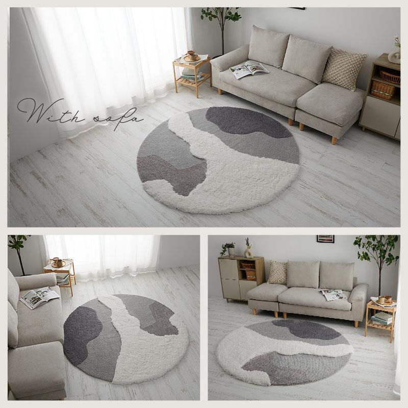 ラグ センターラグ ムクラ 160cm グレー 円形 洗える 洗濯機可能 ラグマット カーペット ラウンド ウォッシャブル ホットカーペットカバー 滑り止め おしゃれ 立 | ブランド登録なし | 07