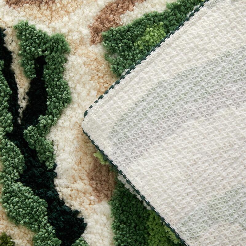 玄関マット モンステラ 50x80cm グリーン 洗える 洗濯機対応 すべり止め ホットカーペット対応 ウォッシャブル リーフ柄 マイクロファイバー 立体感 緑色 インテ | ブランド登録なし | 04