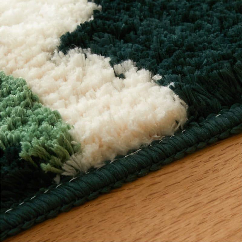 リビングラグ モンステラ 110x190cm グリーン 洗える 洗濯機対応 すべり止め ホットカーペット対応 ウォッシャブル リーフ柄 マイクロファイバー 立体感 緑色 イ | ブランド登録なし | 02