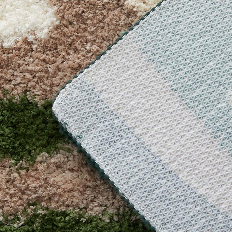 リビングラグ モンステラ 110x190cm グリーン 洗える 洗濯機対応 すべり止め ホットカーペット対応 ウォッシャブル リーフ柄 マイクロファイバー 立体感 緑色 イ | ブランド登録なし | 04