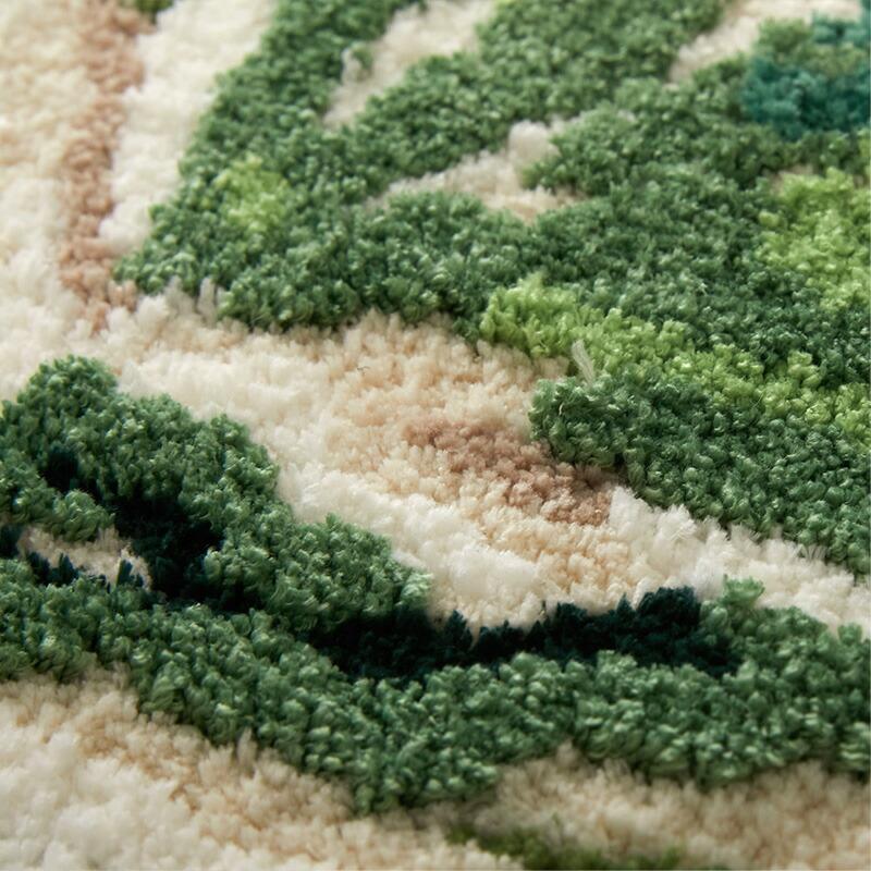 玄関マット モンステラ 75x90cm グリーン 洗える 洗濯機対応 すべり止め ホットカーペット対応 ウォッシャブル リーフ柄 マイクロファイバー 立体感 緑色 インテ | ブランド登録なし | 01