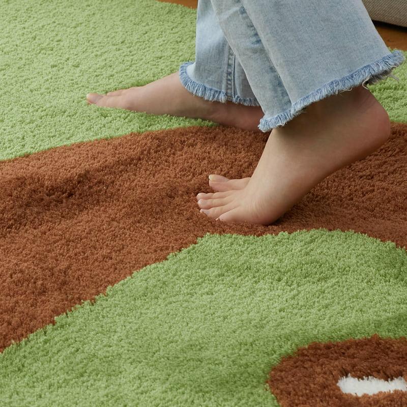 ベースボールラグ 130x190cm ラグマット グリーン 洗える 洗濯機対応 すべり止め おしゃれ かわいい ラグカーペット 子ども部屋 男の子 キッズ 緑 ホットカーペ | ブランド登録なし | 01