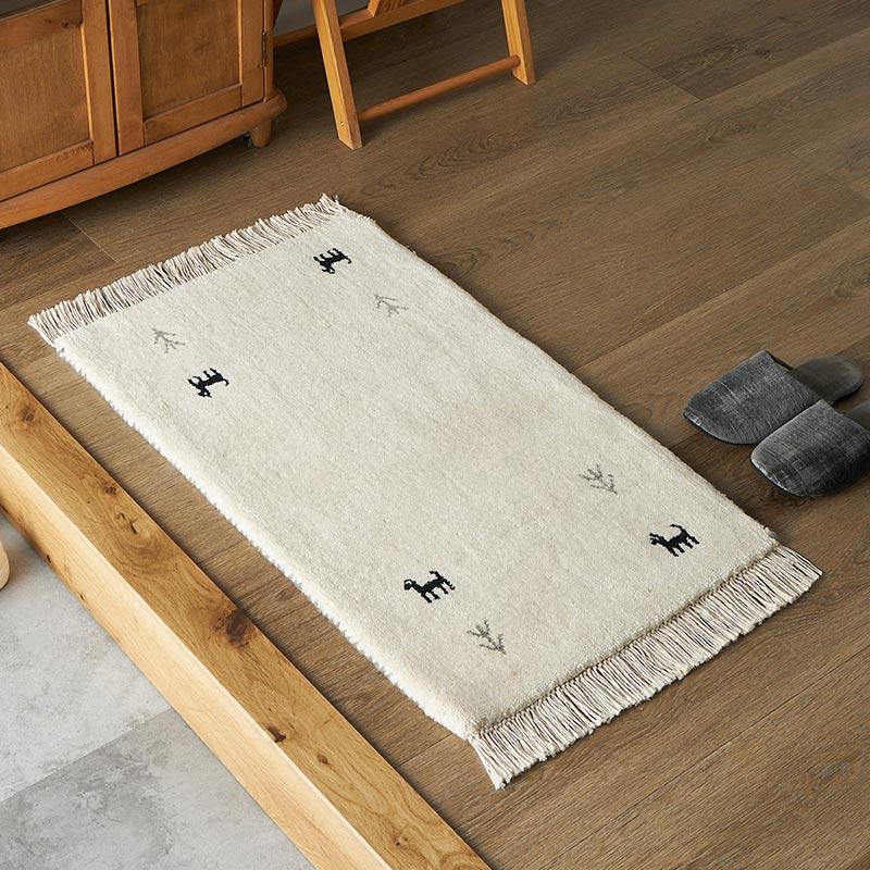 玄関マット 50x80cm アイボリー ギャッベ おしゃれ かわいい レトロ 和モダン 和風 カジュアル 北欧 玄関ラグ 春夏秋冬 オールシーズン 一年中 | ブランド登録なし