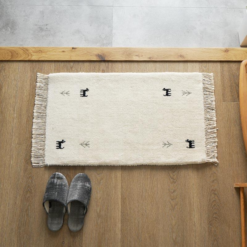 玄関マット 50x80cm アイボリー ギャッベ おしゃれ かわいい レトロ 和モダン 和風 カジュアル 北欧 玄関ラグ 春夏秋冬 オールシーズン 一年中 | ブランド登録なし | 01