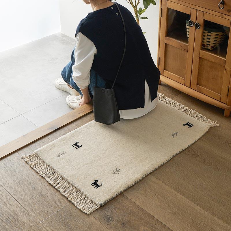 玄関マット 50x80cm アイボリー ギャッベ おしゃれ かわいい レトロ 和モダン 和風 カジュアル 北欧 玄関ラグ 春夏秋冬 オールシーズン 一年中 | ブランド登録なし | 04