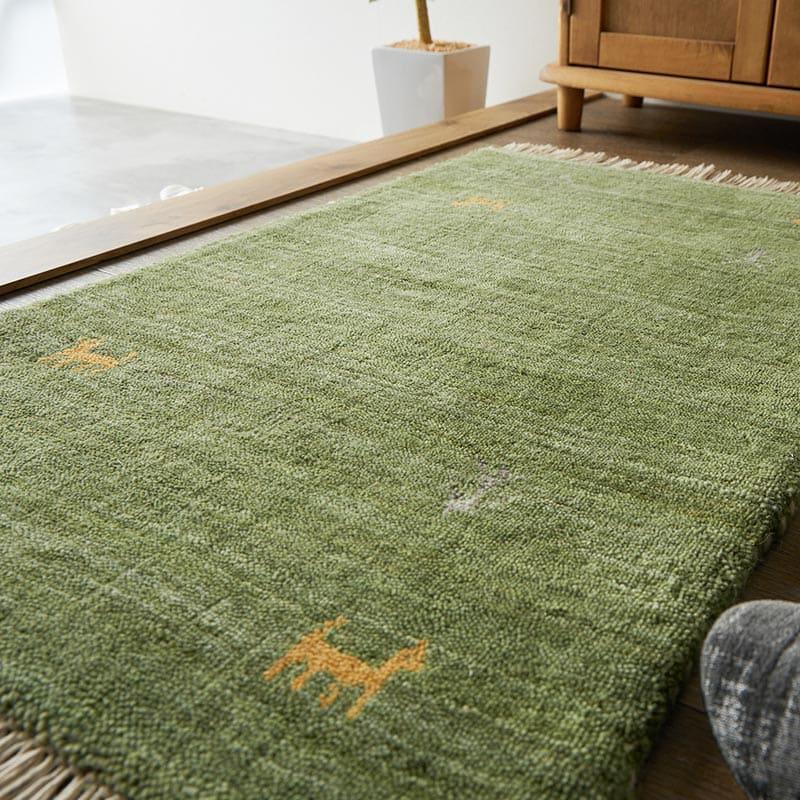 玄関マット 50x80cm グリーン ギャッベ おしゃれ かわいい レトロ 和モダン 和風 カジュアル 北欧 玄関ラグ 春夏秋冬 オールシーズン 一年中 | ブランド登録なし | 02