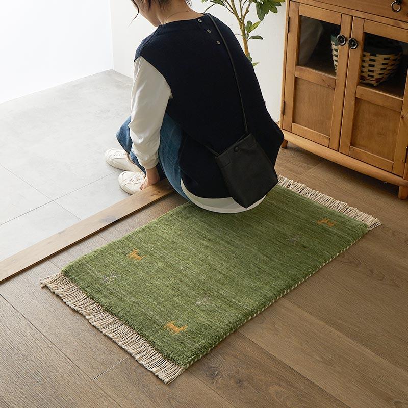 玄関マット 50x80cm グリーン ギャッベ おしゃれ かわいい レトロ 和モダン 和風 カジュアル 北欧 玄関ラグ 春夏秋冬 オールシーズン 一年中 | ブランド登録なし | 04