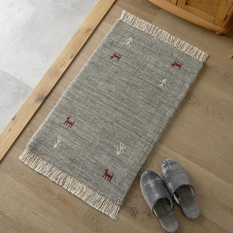 玄関マット 50x80cm グレー ギャッベ おしゃれ かわいい レトロ 和モダン 和風 カジュアル 北欧 玄関ラグ 春夏秋冬 オールシーズン 一年中 | ブランド登録なし