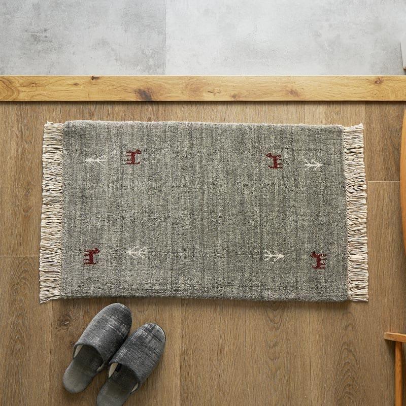 玄関マット 50x80cm グレー ギャッベ おしゃれ かわいい レトロ 和モダン 和風 カジュアル 北欧 玄関ラグ 春夏秋冬 オールシーズン 一年中 | ブランド登録なし | 01