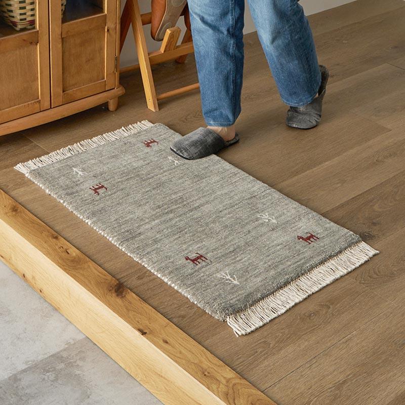 玄関マット 50x80cm グレー ギャッベ おしゃれ かわいい レトロ 和モダン 和風 カジュアル 北欧 玄関ラグ 春夏秋冬 オールシーズン 一年中 | ブランド登録なし | 03