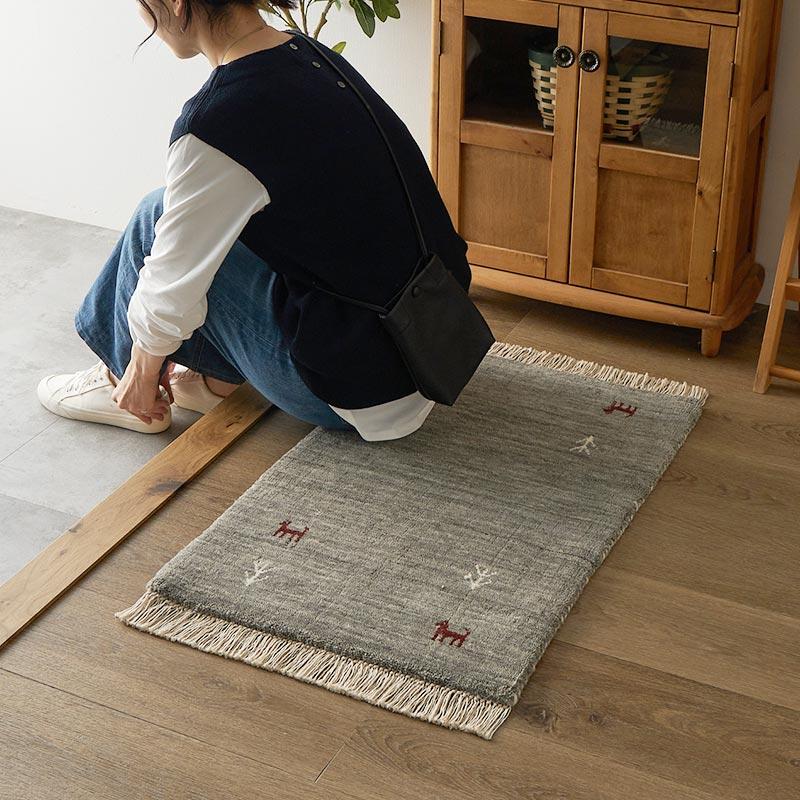 玄関マット 50x80cm グレー ギャッベ おしゃれ かわいい レトロ 和モダン 和風 カジュアル 北欧 玄関ラグ 春夏秋冬 オールシーズン 一年中 | ブランド登録なし | 04
