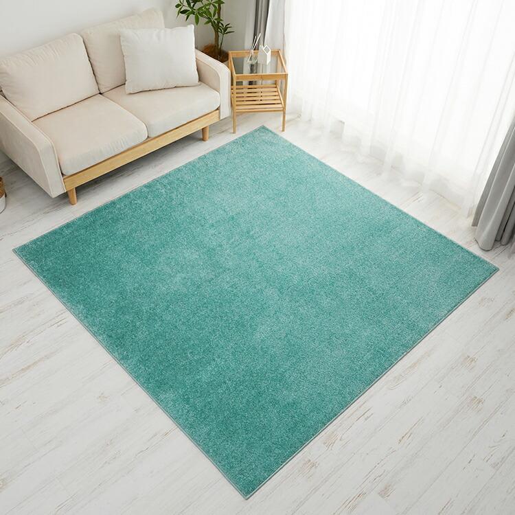ラグカーペット 130x190cm ブルーグリーン オアシス2 ラグマット 無地 シンプル 洗える 冷感 すべり止め 防ダニ 抗菌・防臭 低ホルムアルデヒド ホットカーペッ | ブランド登録なし
