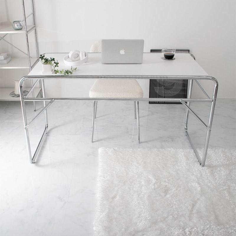デスク 134x65x70cm ホワイト スチールフレーム フォンド パソコンデスク PCデスク 白家具 韓国インテリア おしゃれ かわいい 一人暮らし 北欧 姫系 パーティク | ブランド登録なし | 07