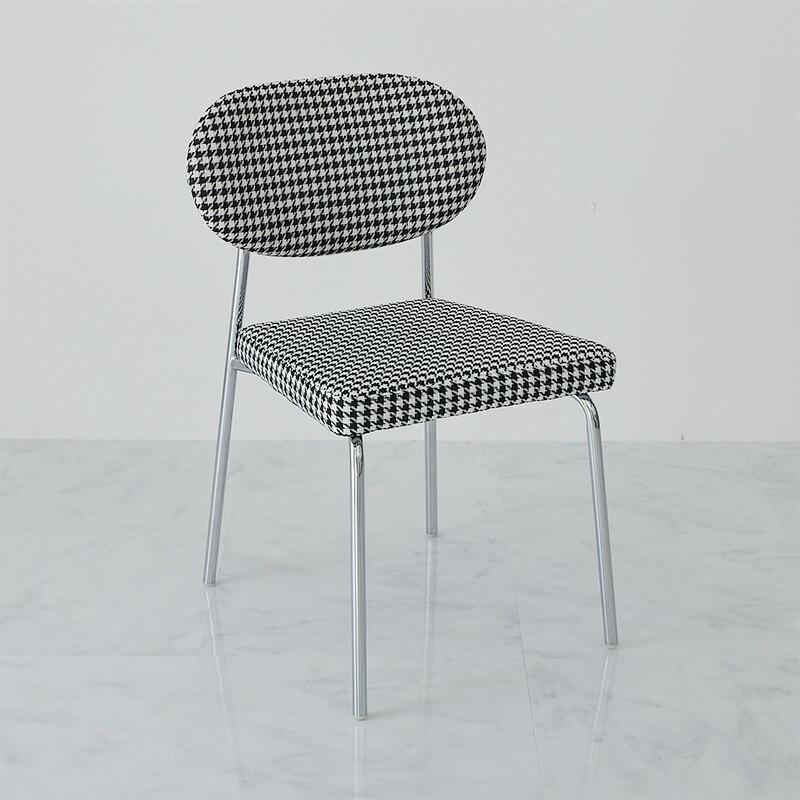 チェア 48x52x76cm 千鳥格子柄 アームレス 肘無 千鳥柄 おしゃれ かわいい カジュアル 白黒 ホワイト×ブラック アベイ ダイニングチェア ラウンジチェア デスク | ブランド登録なし | 12