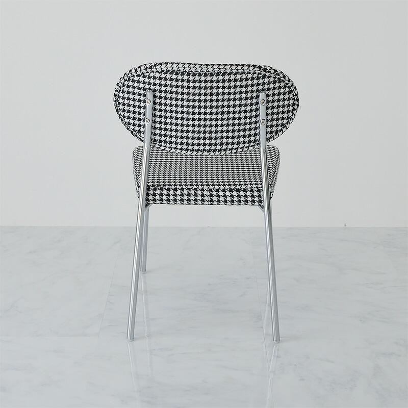 チェア 48x52x76cm 千鳥格子柄 アームレス 肘無 千鳥柄 おしゃれ かわいい カジュアル 白黒 ホワイト×ブラック アベイ ダイニングチェア ラウンジチェア デスク | ブランド登録なし | 13