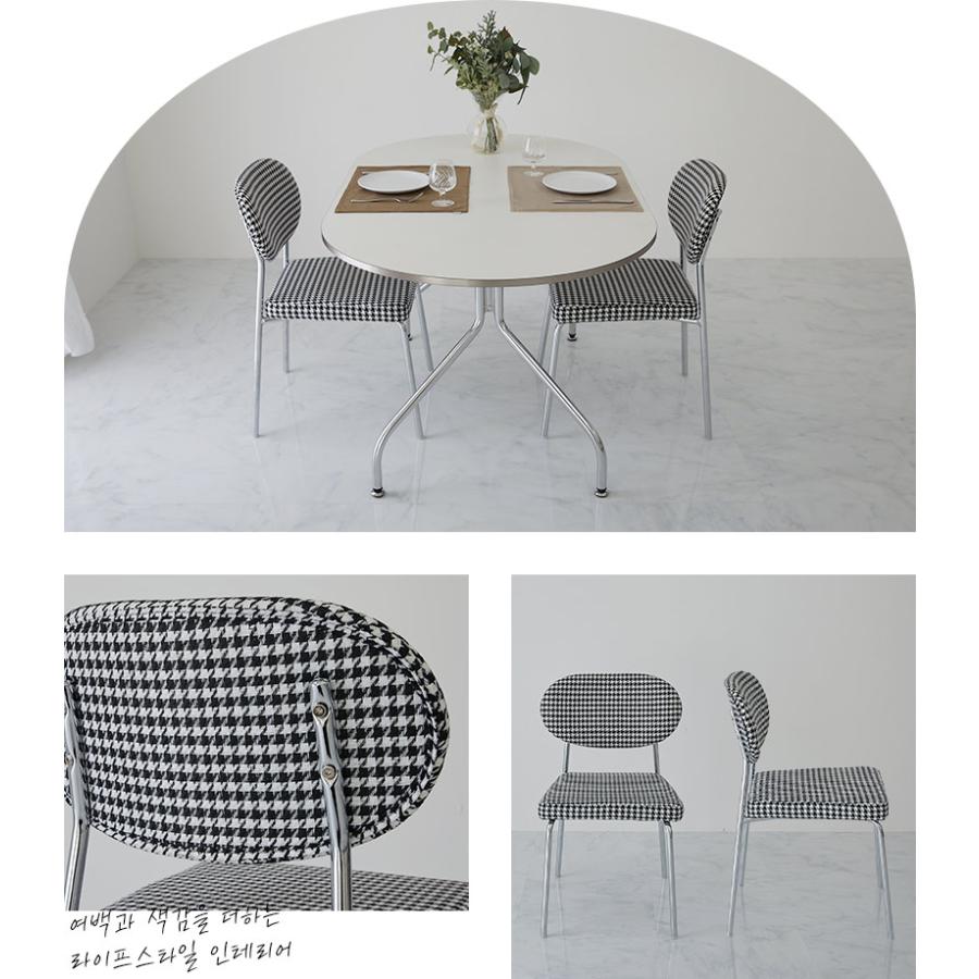 チェア 48x52x76cm 千鳥格子柄 アームレス 肘無 千鳥柄 おしゃれ かわいい カジュアル 白黒 ホワイト×ブラック アベイ ダイニングチェア ラウンジチェア デスク | ブランド登録なし | 01