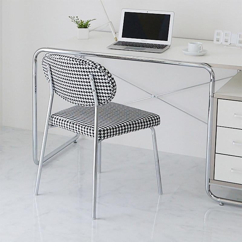 チェア 48x52x76cm 千鳥格子柄 アームレス 肘無 千鳥柄 おしゃれ かわいい カジュアル 白黒 ホワイト×ブラック アベイ ダイニングチェア ラウンジチェア デスク | ブランド登録なし | 07