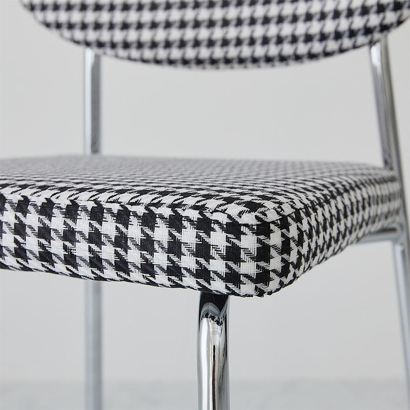 チェア 48x52x76cm 千鳥格子柄 アームレス 肘無 千鳥柄 おしゃれ かわいい カジュアル 白黒 ホワイト×ブラック アベイ ダイニングチェア ラウンジチェア デスク | ブランド登録なし | 08