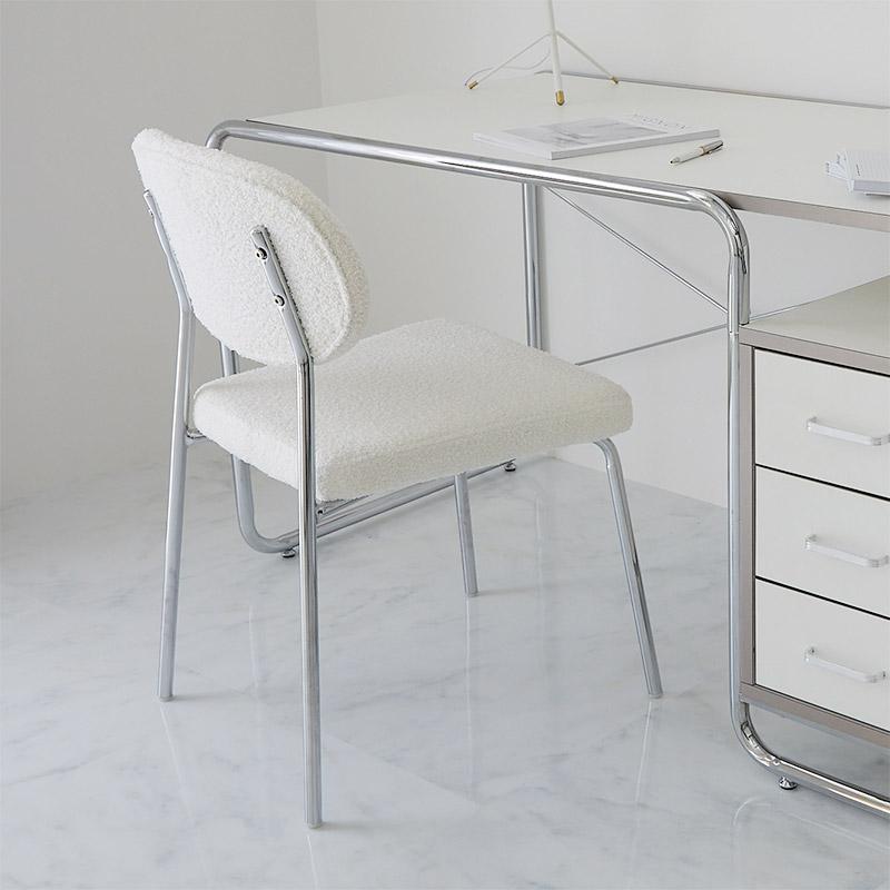チェア 48x52x76cm ホワイト アームレス 肘無 イーズ おしゃれ かわいい 白家具 ダイニングチェア ラウンジチェア デスクチェア 北欧 韓国インテリア 一人暮らし | ブランド登録なし | 07