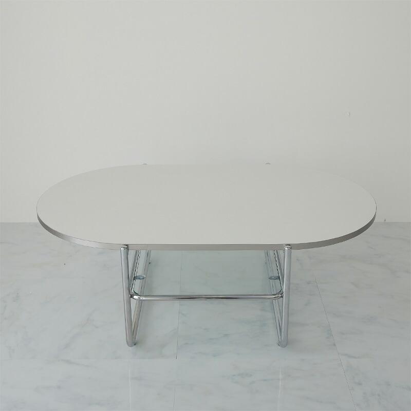 リビングテーブル 100x64x35cm ホワイト センターテーブル ローテーブル スキム おしゃれ かわいい 白家具 北欧 韓国インテリア 一人暮らし スチール脚 金属脚 | ブランド登録なし | 11