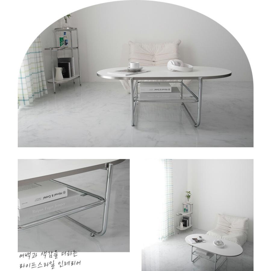 リビングテーブル 100x64x35cm ホワイト センターテーブル ローテーブル スキム おしゃれ かわいい 白家具 北欧 韓国インテリア 一人暮らし スチール脚 金属脚 | ブランド登録なし | 01