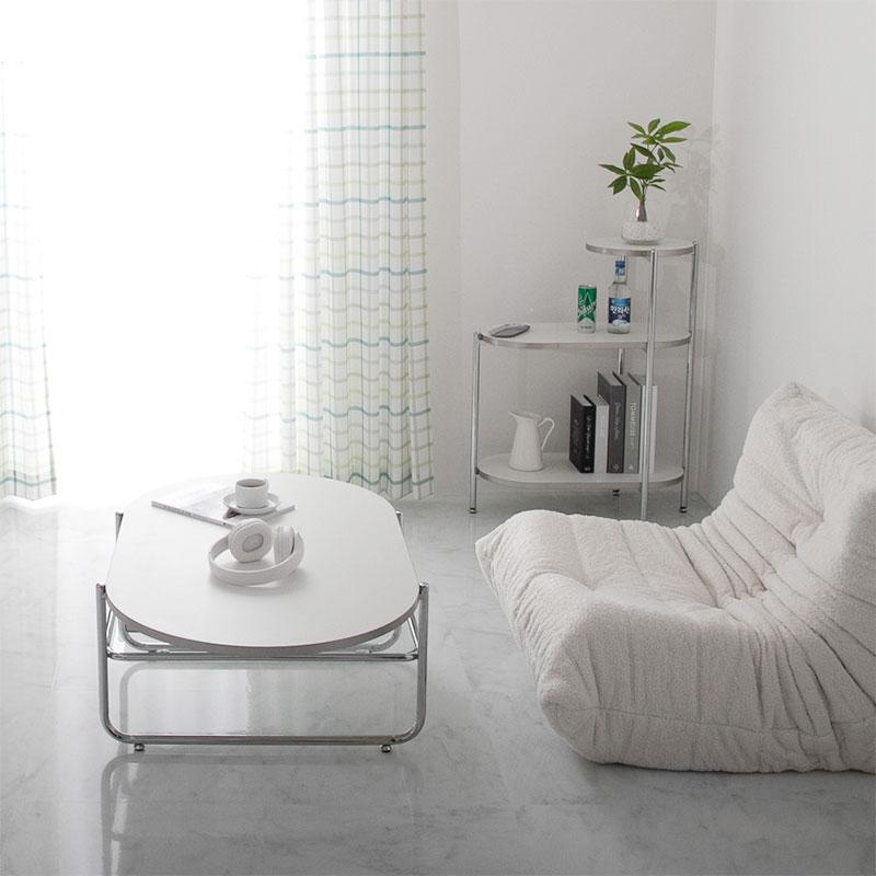 リビングテーブル 100x64x35cm ホワイト センターテーブル ローテーブル スキム おしゃれ かわいい 白家具 北欧 韓国インテリア 一人暮らし スチール脚 金属脚 | ブランド登録なし | 07