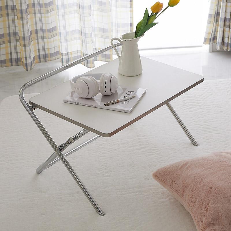 折り畳みテーブル  65x47x41cm ホワイト センターテーブル ローテーブル セイル おしゃれ かわいい 白家具 北欧 韓国インテリア 一人暮らし スチール脚 金属脚 | ブランド登録なし | 08