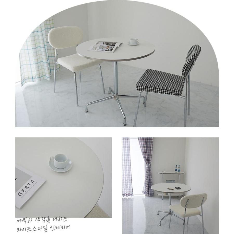 カフェテーブル  80cm 円形 ホワイト ダイニングテーブル モルセル おしゃれ かわいい 白家具 北欧 韓国インテリア 一人暮らし スチール脚 金属脚 シンプル 座卓 | ブランド登録なし | 01